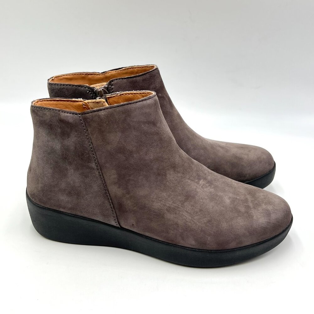 Fitflop Womens Size 5 Sumi Steel Grey Suede‎ Leather Ankle Boots Shoes